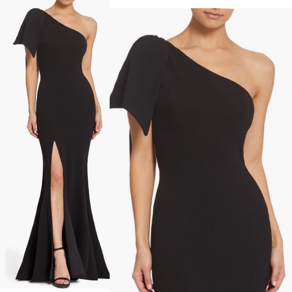 Dress the Population Black One-Shoulder Maxi Dress